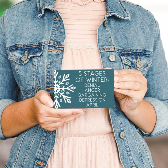 5 Stages of Winter - Rustic 5.25 x 3.5" Wood Sign - Small Talk Rectangles - Picture 3 of 6